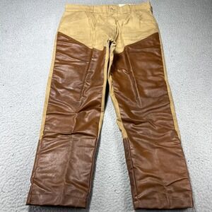 Vintage Chief Rain Pants Mens 34x29 Brown Canvas Vinyl Water Repellent USA